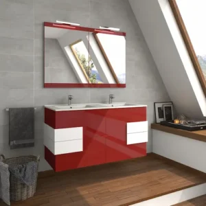 mueble baño 120 diseño moderno rojo