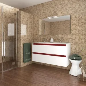 Mueble baño 120 sin tirador franjas rojo