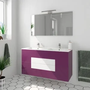 Mueble baño 120 diseño Cuore berenjena